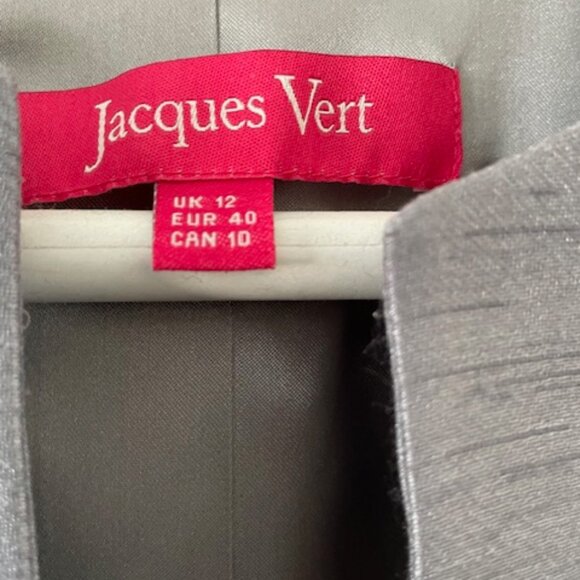 Jacques Vert VTG Jacket -metallic Gray -cropped tailord - Size 10 - Picture 5 of 9